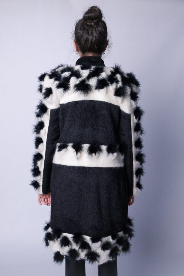 Black Fluff Hand Knitted Coat