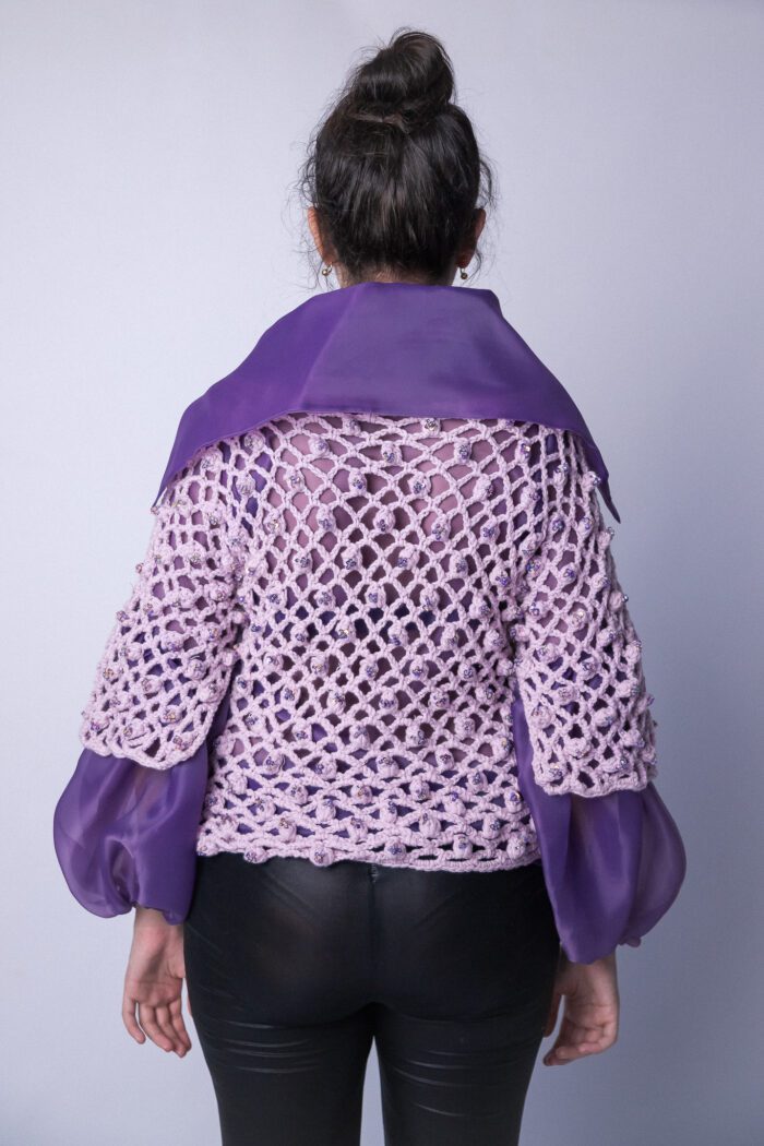 Lilac Hand Knitted Blouse Accessorised