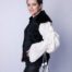 Paula - Black jacket white sleeves knitted with tassels