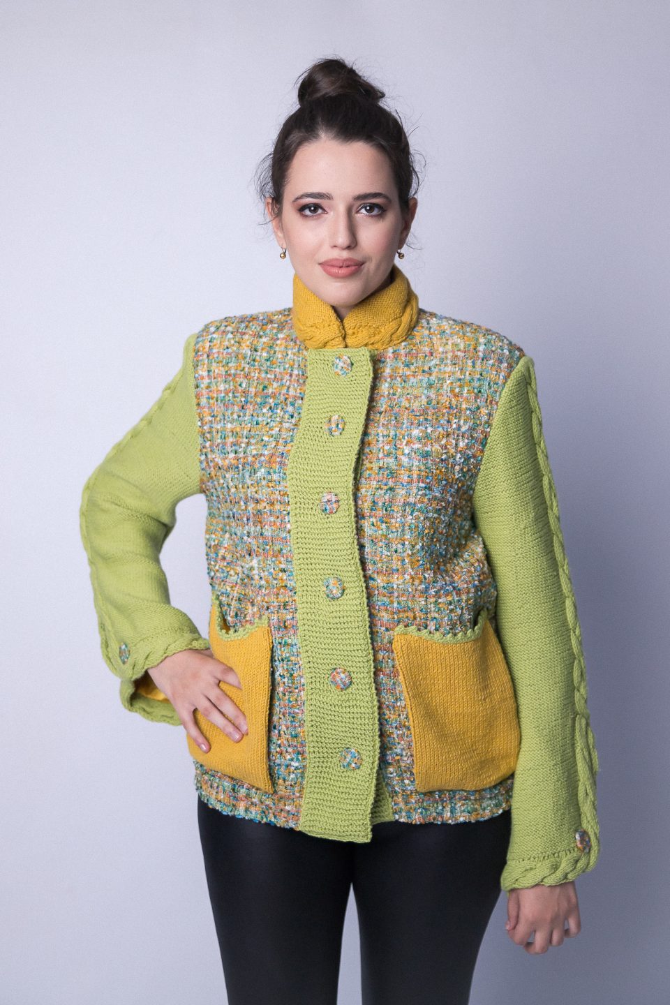 Spring Mood Wool jacket with hand knit components