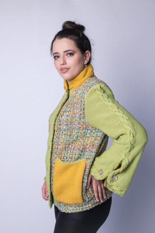 Spring Mood Wool jacket with hand knit components