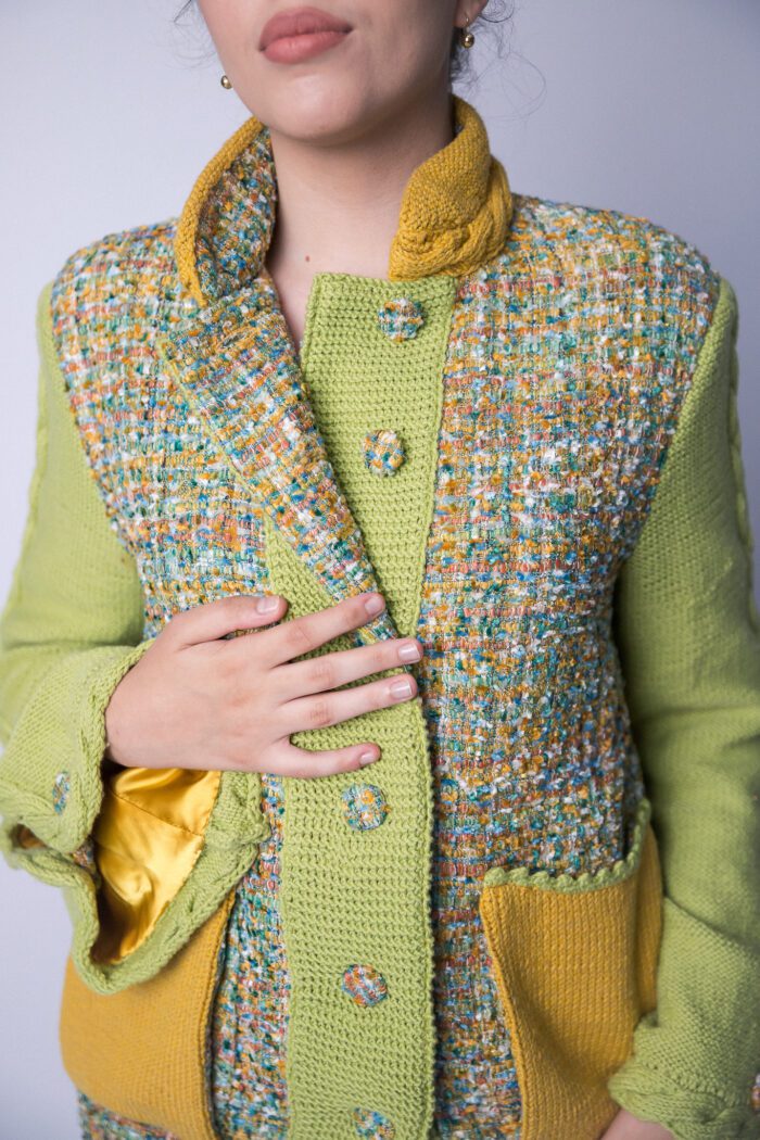 Spring Mood Wool jacket with hand knit components