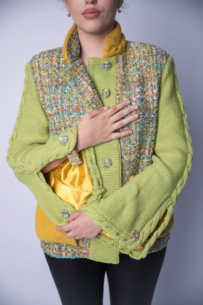 Spring Mood Wool jacket with hand knit components