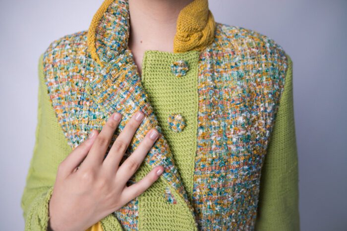 Spring Mood Wool jacket with hand knit components