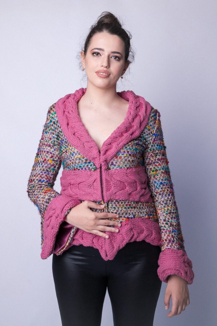 Jacket with pink twist