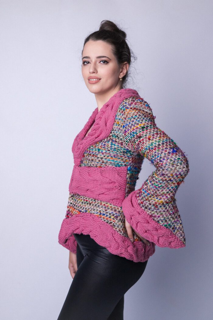 Jacket with pink twist