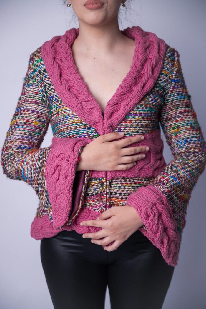 Jacket with pink twist