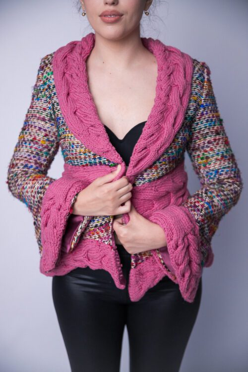 Jacket with pink twist