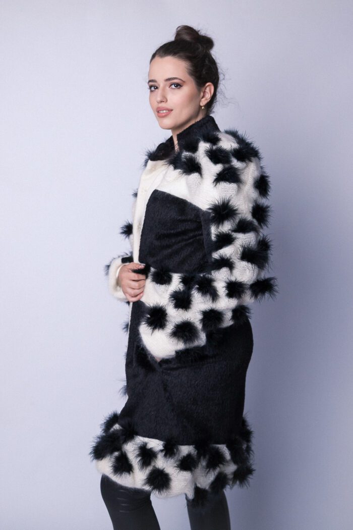 Black Fluff Hand Knitted Coat