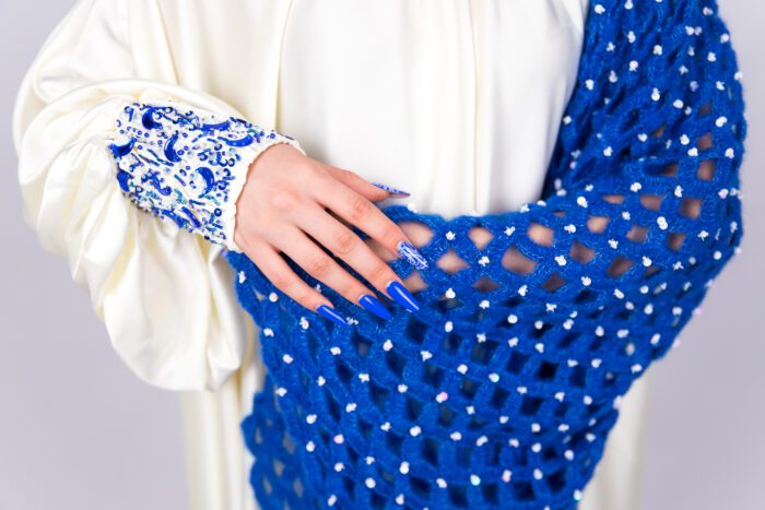 Silky White and Blue Dress