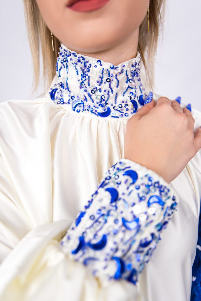 Silky White and Blue Dress