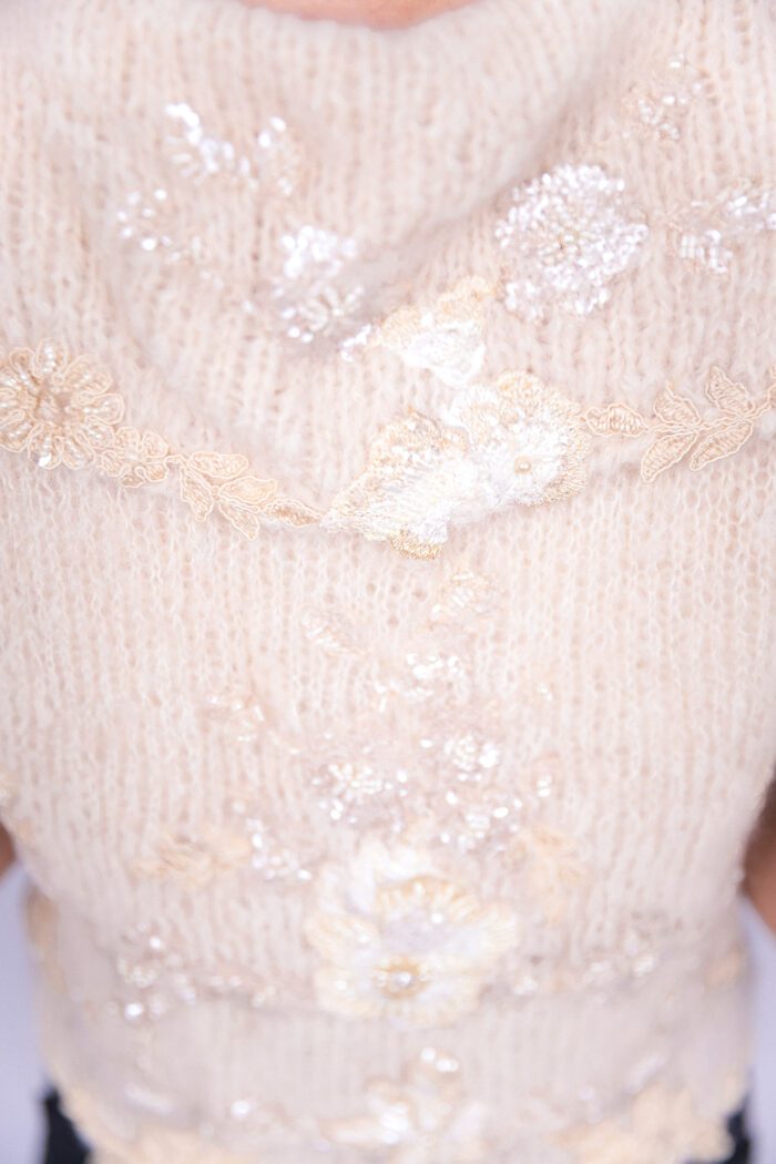 Silky Ruffled Embellished Cardigan