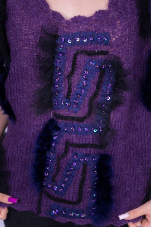 Hand Knit Purple Blouse