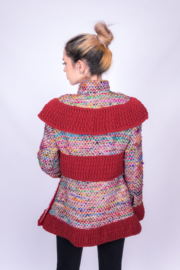 Burgundy Crocheted Borders Jacket