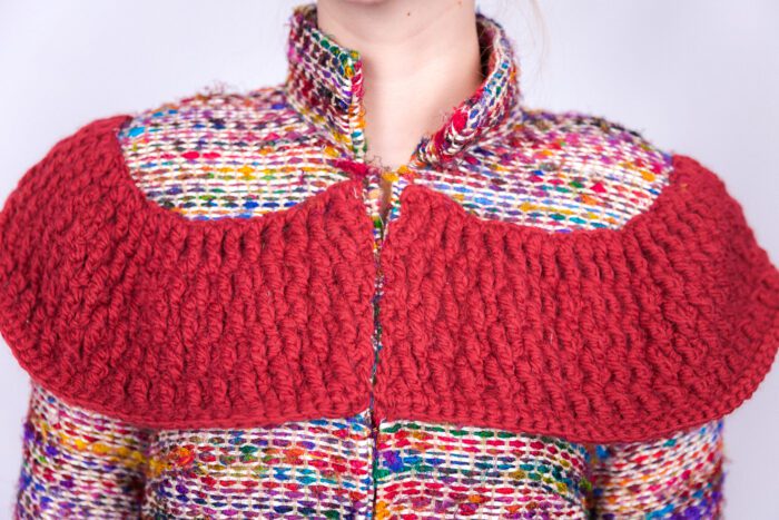 Burgundy Crocheted Borders Jacket