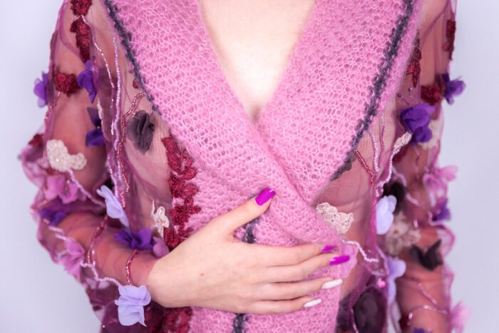 Pink Silky Hand Knitted Jacket