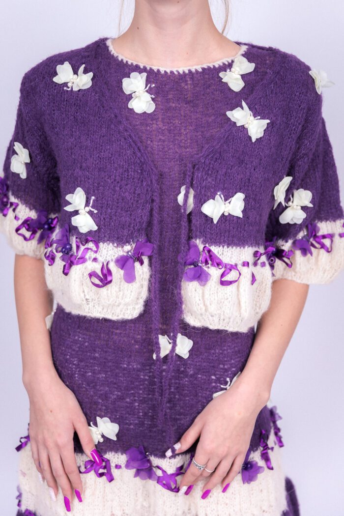 Butterflies White Purple Bolero