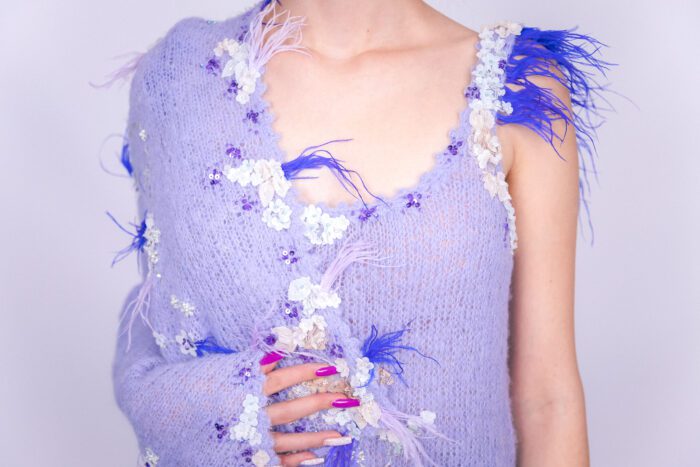 Light Purple Hand Knitted Mantle and Dress